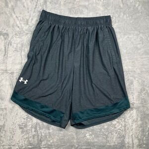 Under Armour Men Dark Gray Green Athletic Shorts Loose Fit Size Large
